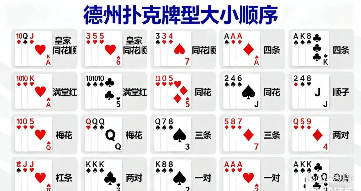 德州扑克基础玩法详解_德州扑克入门教程_德州扑克花色大小顺序